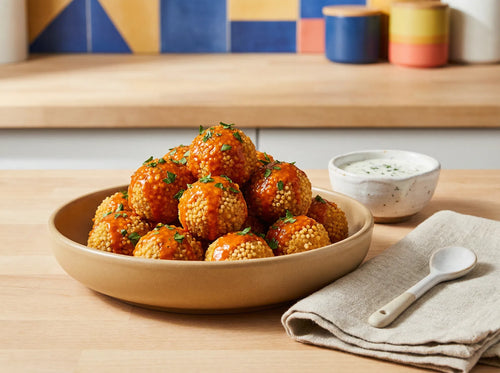 Crispy Buffalo Boostcous Bites with Homemade Ranch