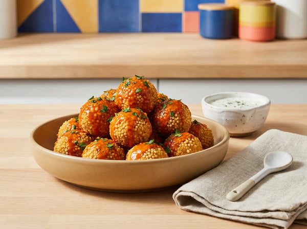 Crispy Buffalo Boostcous Bites with Homemade Ranch