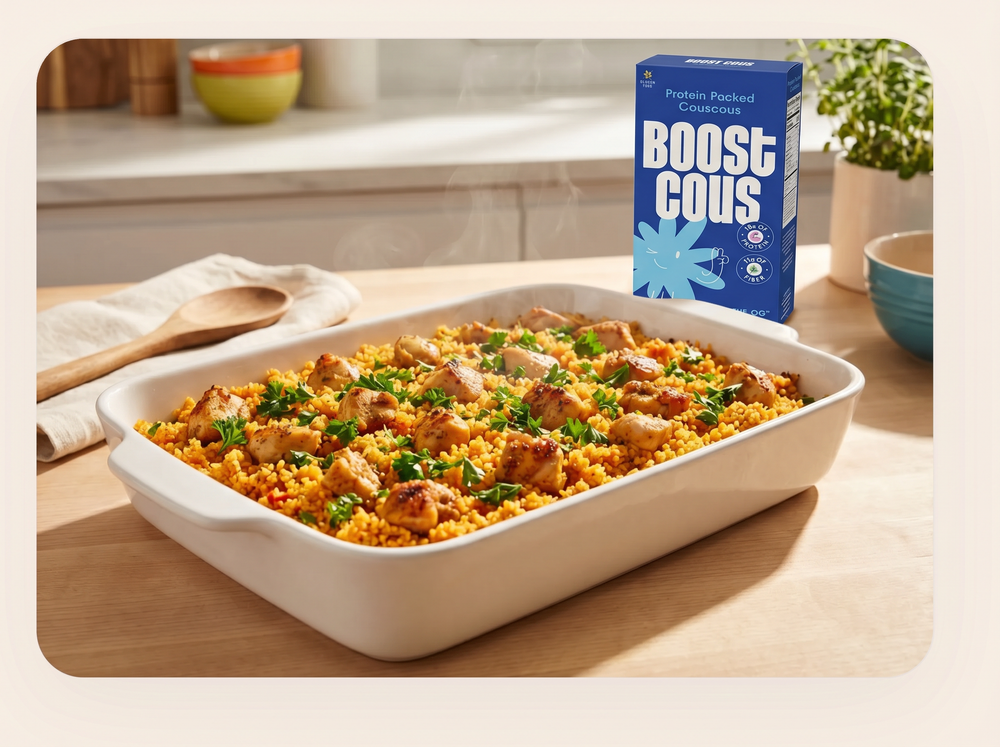 One-Pan Baked Chicken & Boostcous Couscous