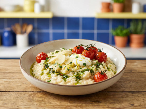 Protein Couscous Risotto with Chili, Garlic, and Lemon