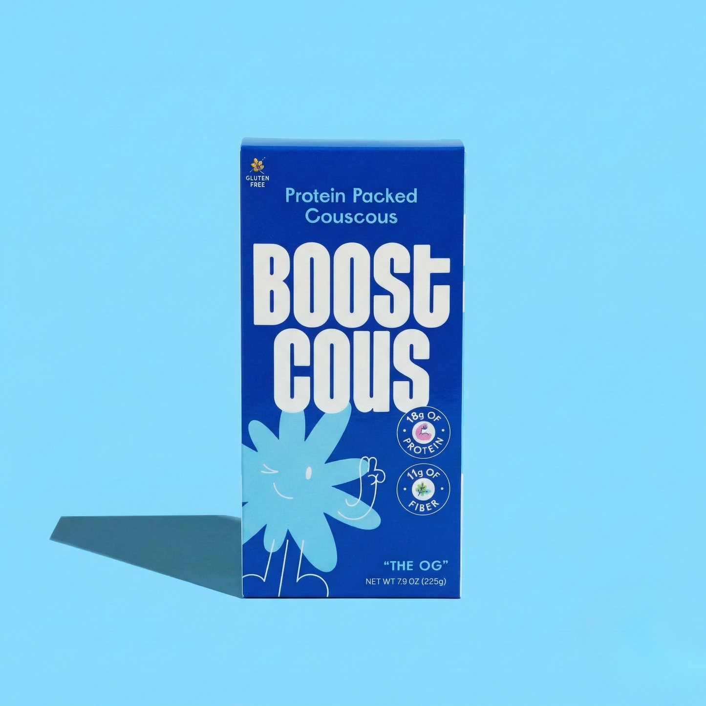Box of Boost Cous on a blue background
