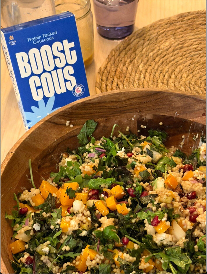 Kale, squash and pomegranate salad
