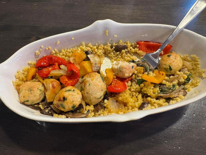 Sautéed veggies with meatballs