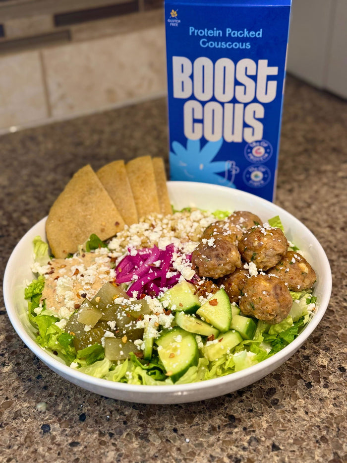 Mediterranean bowl with pita chips