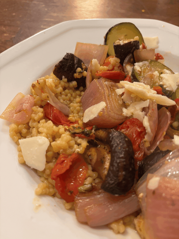 Roasted veggies with feta