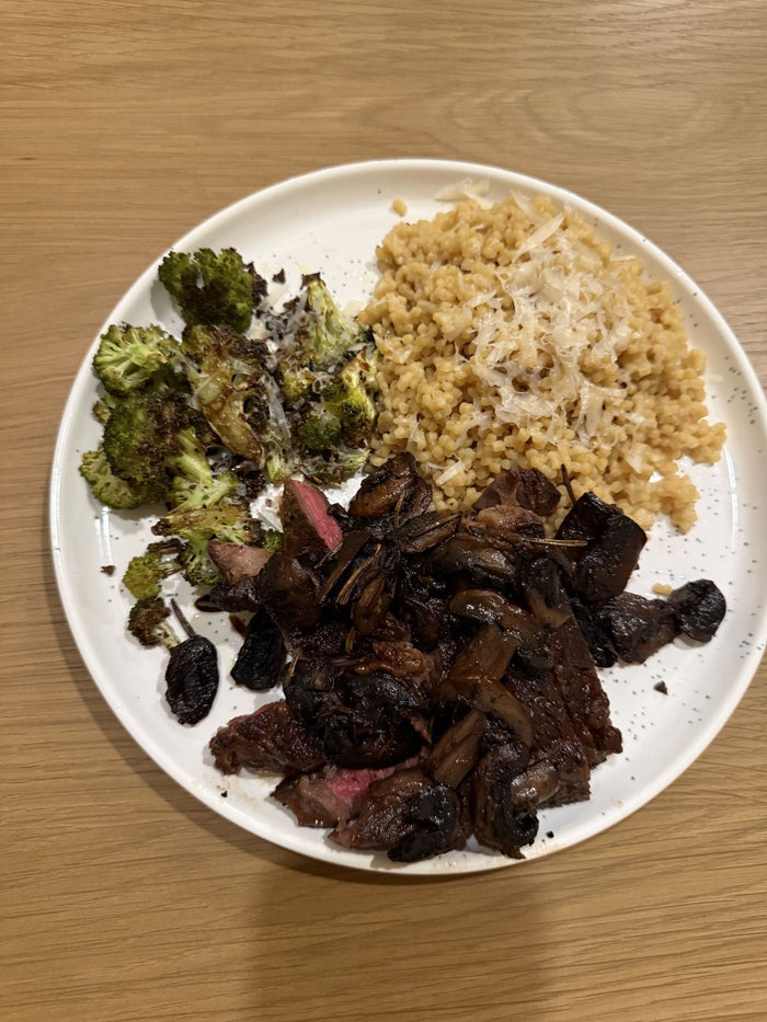 NY strip with broccoli and parm Boostcous